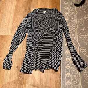 J.crew Black and White Striped Cardigan
